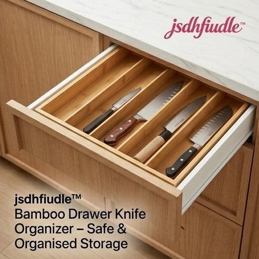 jsdhfiudle™ Drawer Knife Organizer Tray – Bamboo Knife Storage Rack