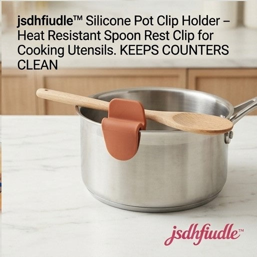 jsdhfiudle™ Silicone Pot Clip Holder – Heat Resistant Spoon Rest Clip